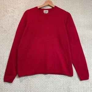 Vintage LL Bean Womens Large Red Lambswool‎ Classic Crewneck Knit Sweater Preppy